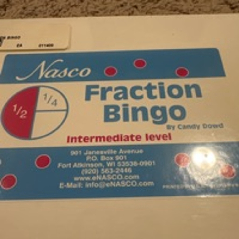 Nasco Fraction Bingo Game - Educational Toy - White/Blue - One Size - Picture 2 of 3